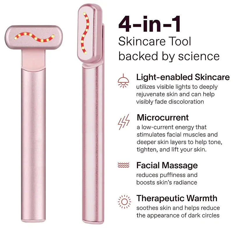 EMS Microcurrent Face Lifting Device Red Light Facial Wand Eye Neck Massager Skin Tightening  Anti Wrinkle Skin Care Beauty Tool - eboygifts