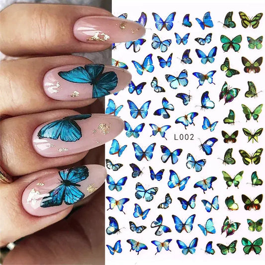 1PC 3D Nail Stickers Colorful Blue Butterfly Self-Adhesive Slider Spring Wraps Nail Art Decorations Decals Manicure Accessories PICT YOU Official Store  EBOYGIFTS