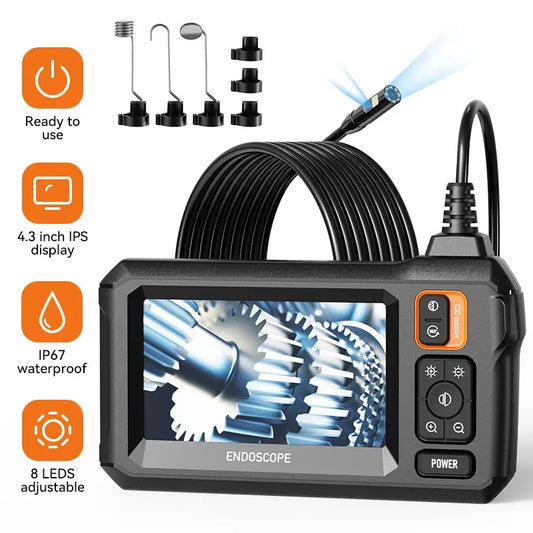 Dual&Single Lens Endoscope Camera with 1080P 8mm 4.3" IPS Screen IP67 Waterproof Car Pipe Inspection Borescope 2000mAh Cutesliving Store  EBOYGIFTS