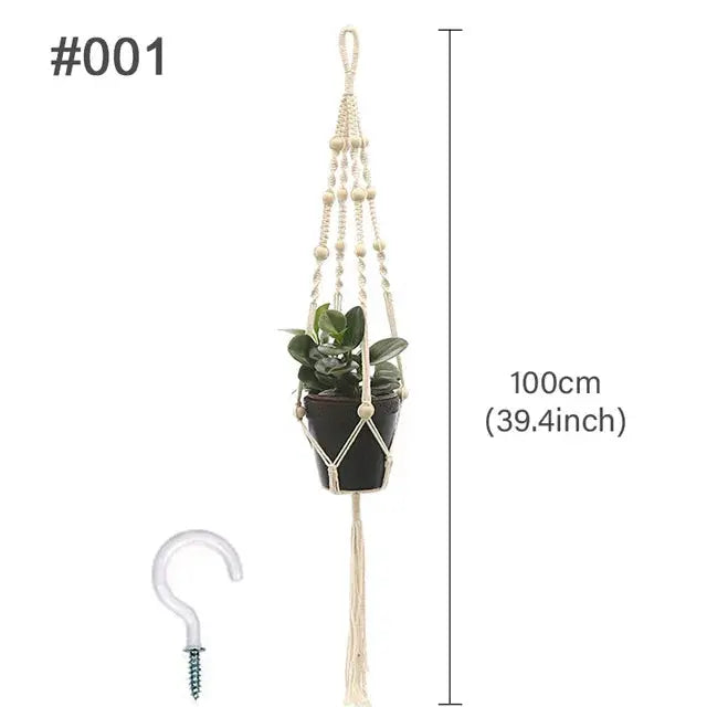 Gardening Macrame Plant shelves Hanging Basket Outdoor Hanger Rope Cotton Linen Flower pot Net  Courtyard Wall Hanging Decor  