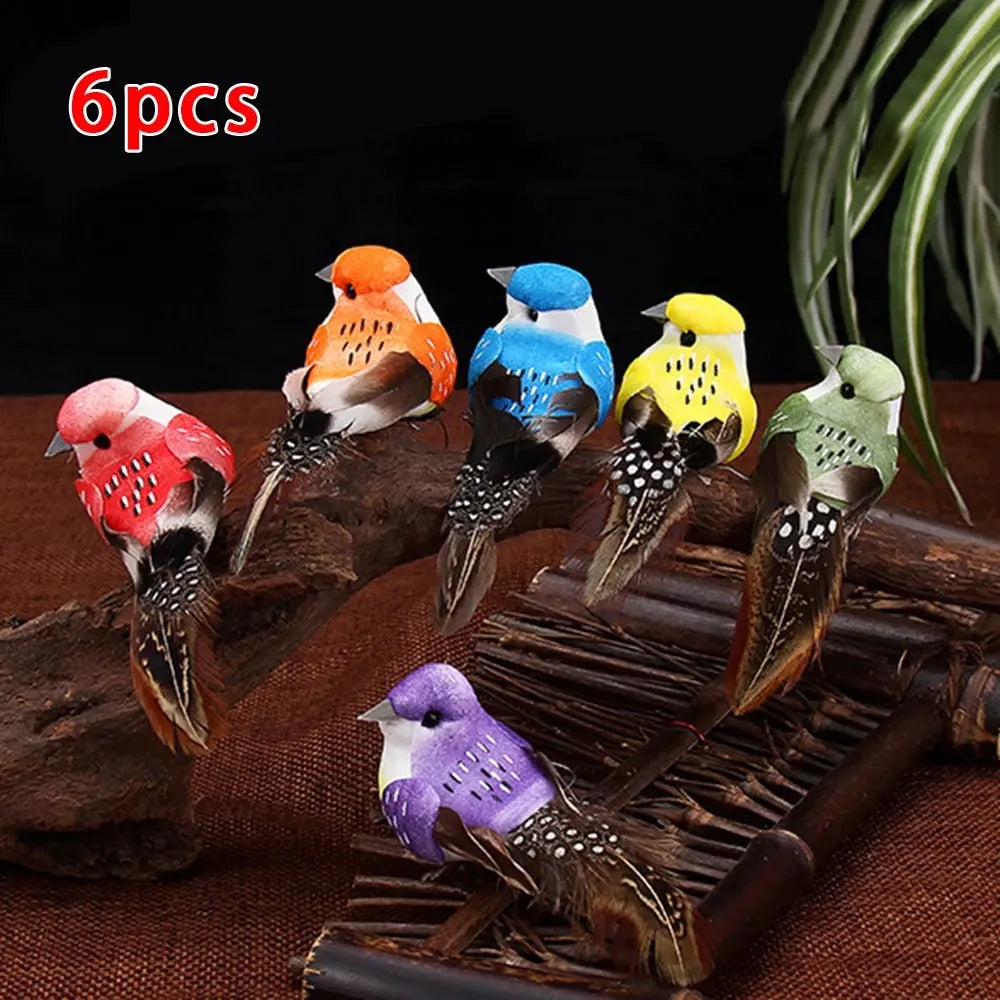 6Pcs Artificial Birds Fake Foam Animal Simulation Feather Birds Models DIY Wedding Home Garden Ornament Decoration Tree Decor  