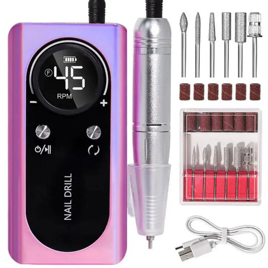 2024 Original 45000RPM Rechargeable Nail Drill Machine with LCD Low Noise Professional Nail Polish Sander Nails Accessories Set STRONG PRO Store