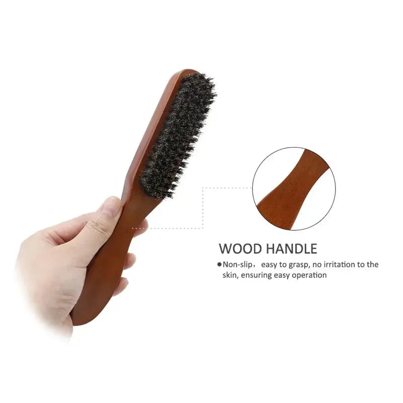 Professional Soft Boar Bristle Wood Beard Brush Hairdresser Shaving Brush Comb Men Mustache Comb Kit With Gift Bag Hair Comb Set Sur-Soul Store