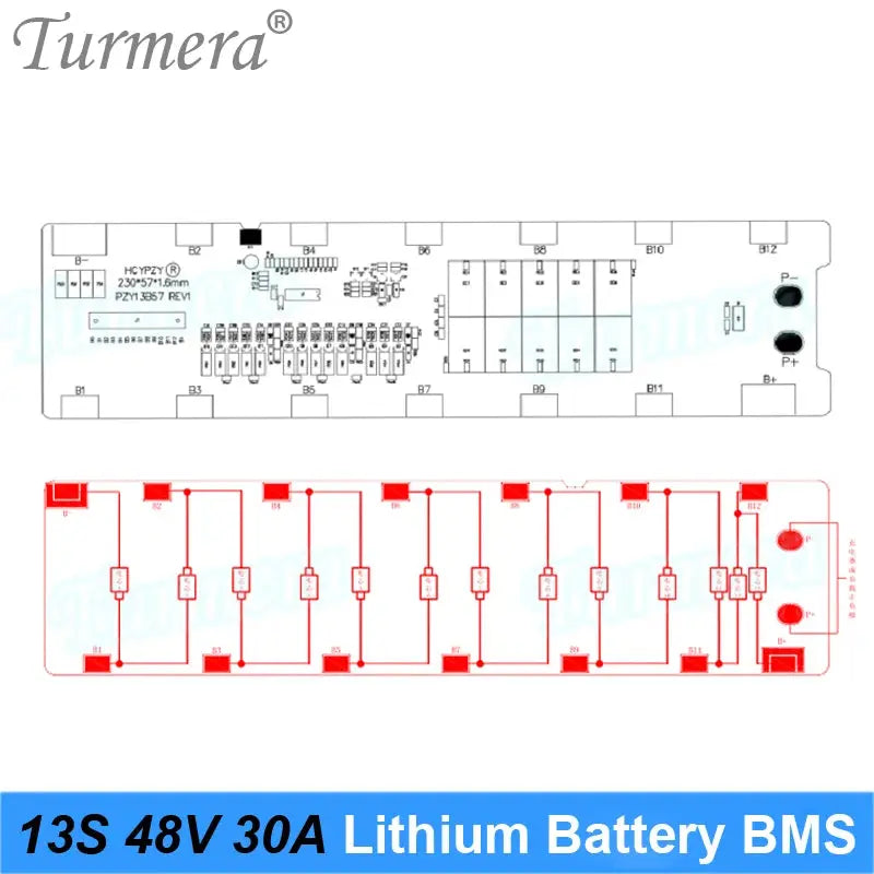 Turmera 13S 20A 30A BMS 48V 52V Lithium Battery Protection Board Spot Welding Directly Use in Electric Bike or E-scooter Battery  