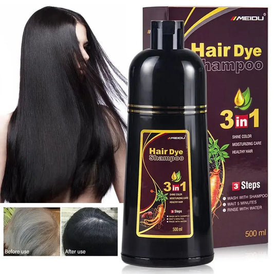 3 In 1 Instant Coloring Shampoo Natural Black Color for Men Women Hair Dye Herbal Brown Purple Hair Dye Hair Dye Shampoo 2024 Skin Beauty Care Store