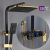 Hot and Cold Digital Shower Set Faucet Bathroom Shower System Black Gold Shower Faucet Square Shower HeadBath Shower System  