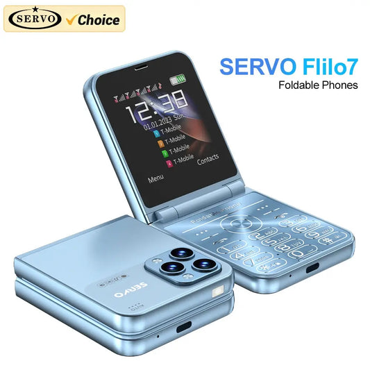 SERVO Flilo7 4 SIM Card Flip Mobile Phone Auto Call Record Speed Dial Magic Voice Blacklist FM Radio Type-C Foldable Cellphone WFIVE Store