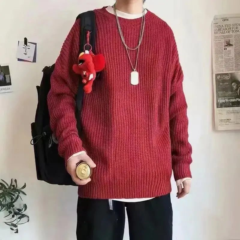 Sweaters MenSolid Color Wool Sweaters Slim Fit Men Street Wear Mens Clothes Knitted Sweater  