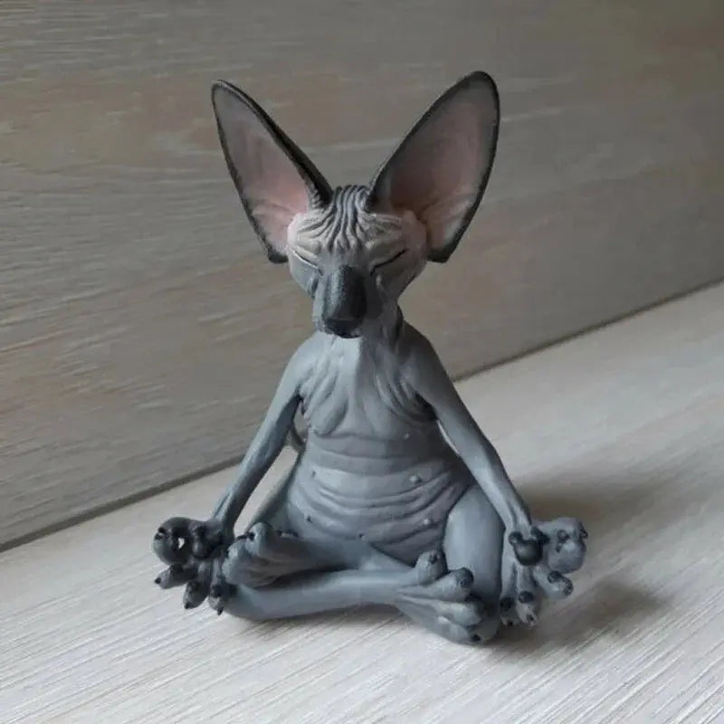 Meditation Yoga Happy Cat Whimsical Buddha Sphinx Figurine Art Decor Sculpture Outdoor Garden Statue Home Decoration Crafts Yearn Home Store  EBOYGIFTS