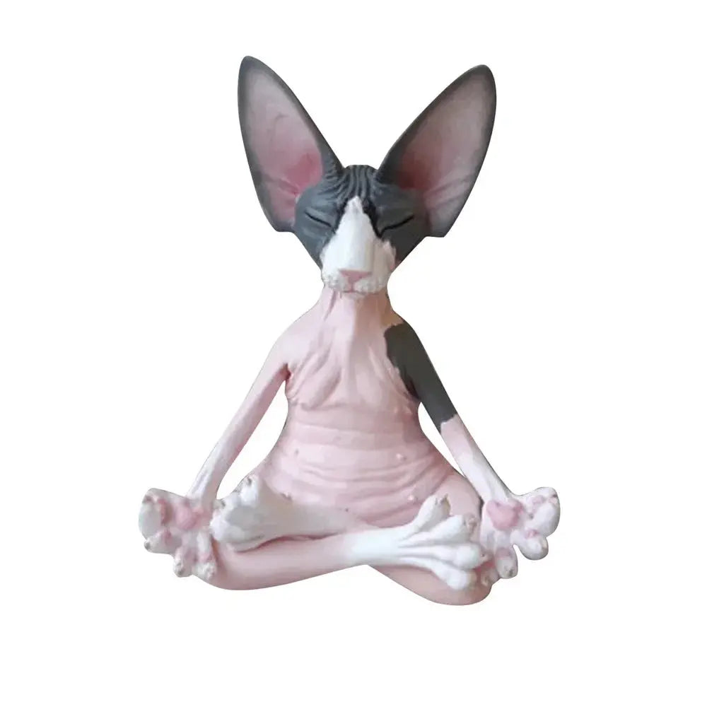 Meditation Yoga Happy Cat Whimsical Buddha Sphinx Figurine Art Decor Sculpture Outdoor Garden Statue Home Decoration Crafts Yearn Home Store  EBOYGIFTS