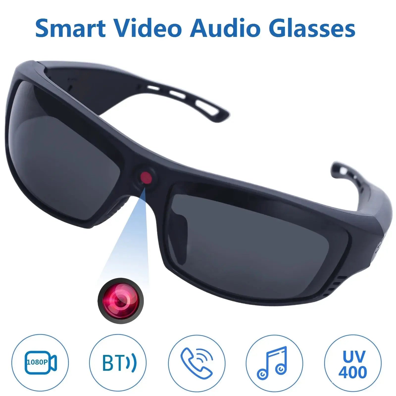 1080P Mini Camera Video Glasses Recording Sport Sunglasses With Wireless BT5.0 Speakers Call Action Camera Music Smart Glasses - eboygifts