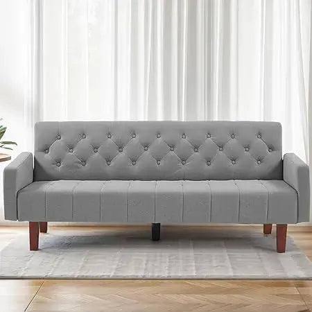 Modern Convertible Tufted Futon Sectional Velvet/Faux Leather Sofa Couch with Adjustable Back for Living Room Office Bedroom - eboygifts