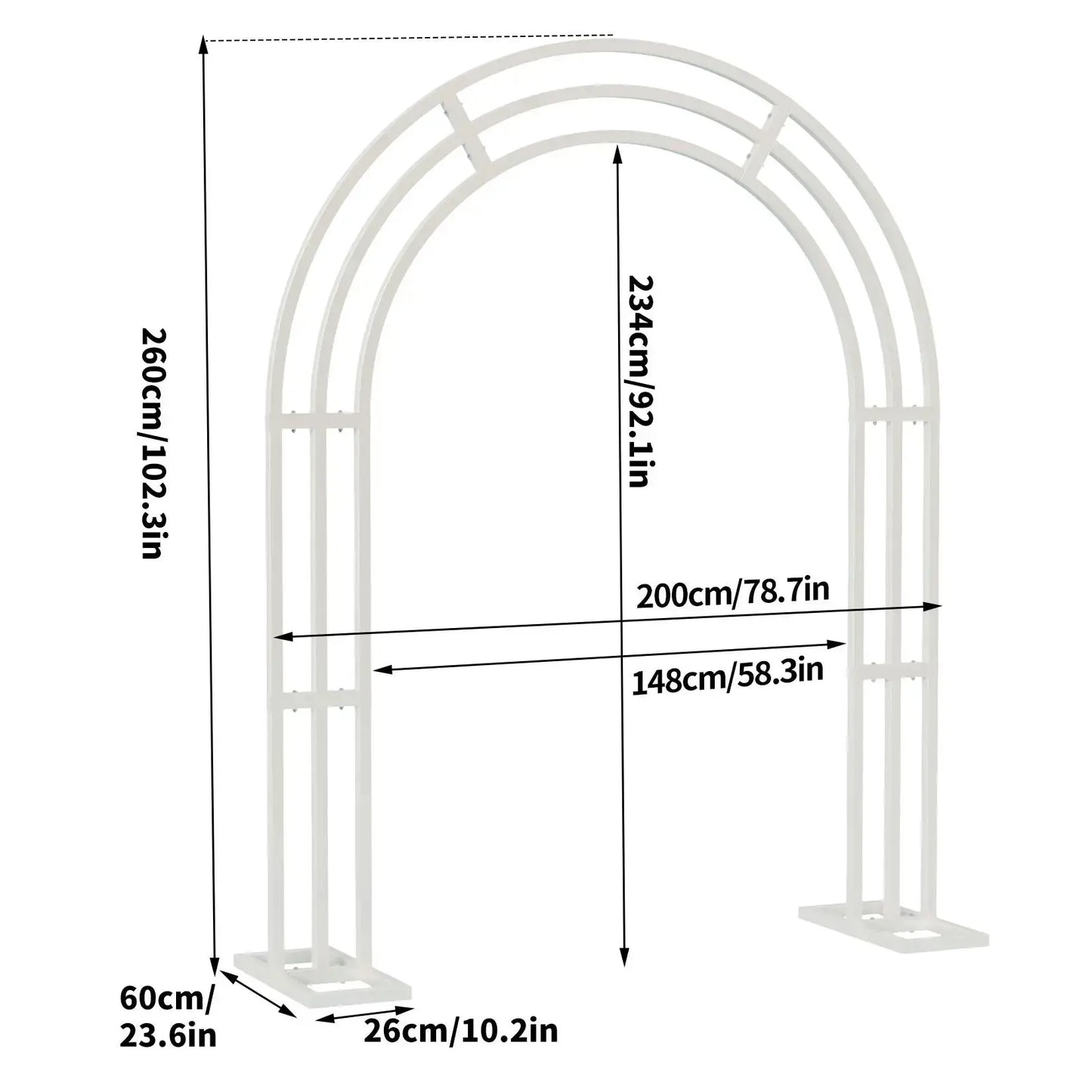 Large Metal Wedding Arch, Balloon Arch Backdrop Arch Stand for Wedding, Bridal, Garden, Yard, Indoor Outdoor Party Decoration  