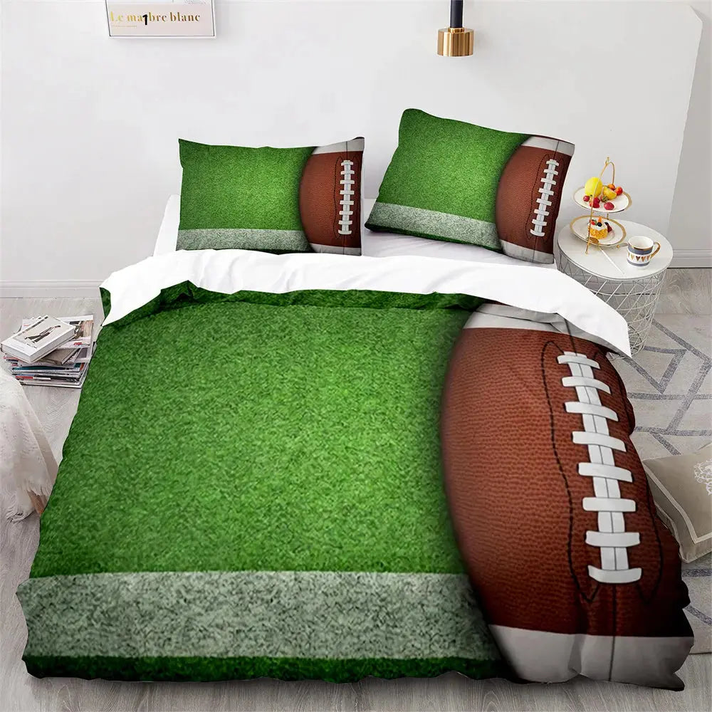 American Football Duvet Cover Set 3D Sports Rugby Player Polyester Comforter Cover for Men Teens Boy Kid Bedding Set King Queen  