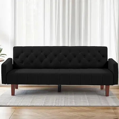 Modern Convertible Tufted Futon Sectional Velvet/Faux Leather Sofa Couch with Adjustable Back for Living Room Office Bedroom - eboygifts