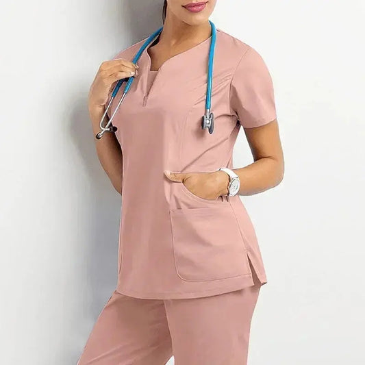 Nurse Women Casual Short Sleeved Apparel Top Pharmacy Working Medical Hospital Doctor Nursing Uniform V-neck Jogger Shop1103457127 Store