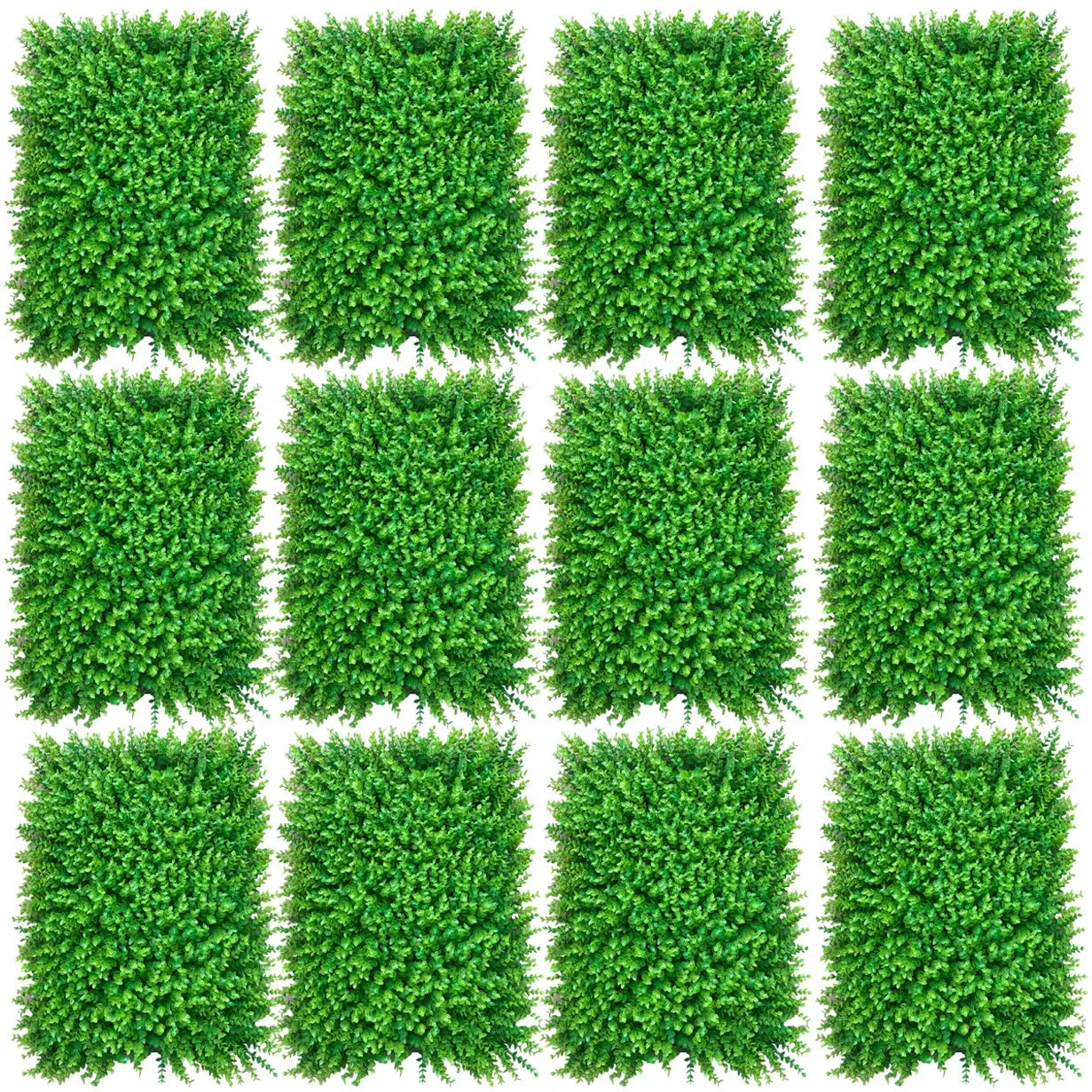 12pcs Green Artificial Plant Panel Wall Boxwood Fence Hedge Mat Grass Decor  For Wall Decoration, Fake Fence, Hedge, 40x60cm  