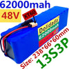 100% New Original 48v Lithium Ion Battery 48V 62Ah 1000w 13S3P Lithium Ion Battery Pack for 54.6v Citycoco Motorized Scooter BMS  