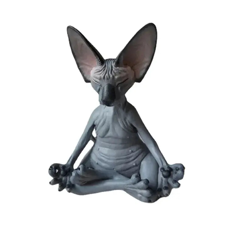 Meditation Yoga Happy Cat Whimsical Buddha Sphinx Figurine Art Decor Sculpture Outdoor Garden Statue Home Decoration Crafts Yearn Home Store  EBOYGIFTS