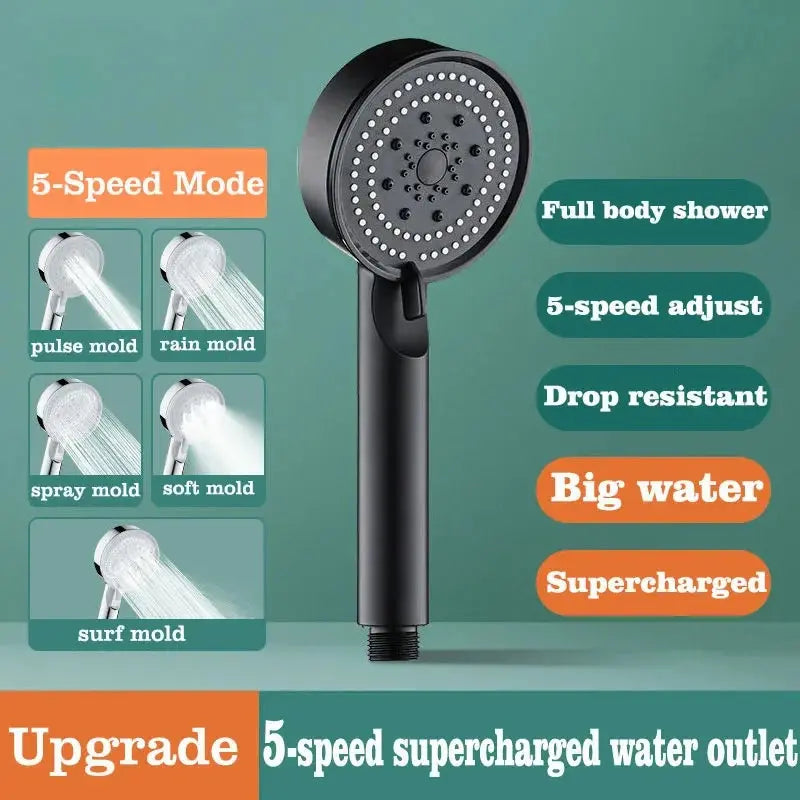 Soothing Cascade: High-Pressure Shower Head - Versatile Modes, Water-Saving Elegance, Complete Bathroom Serenity  