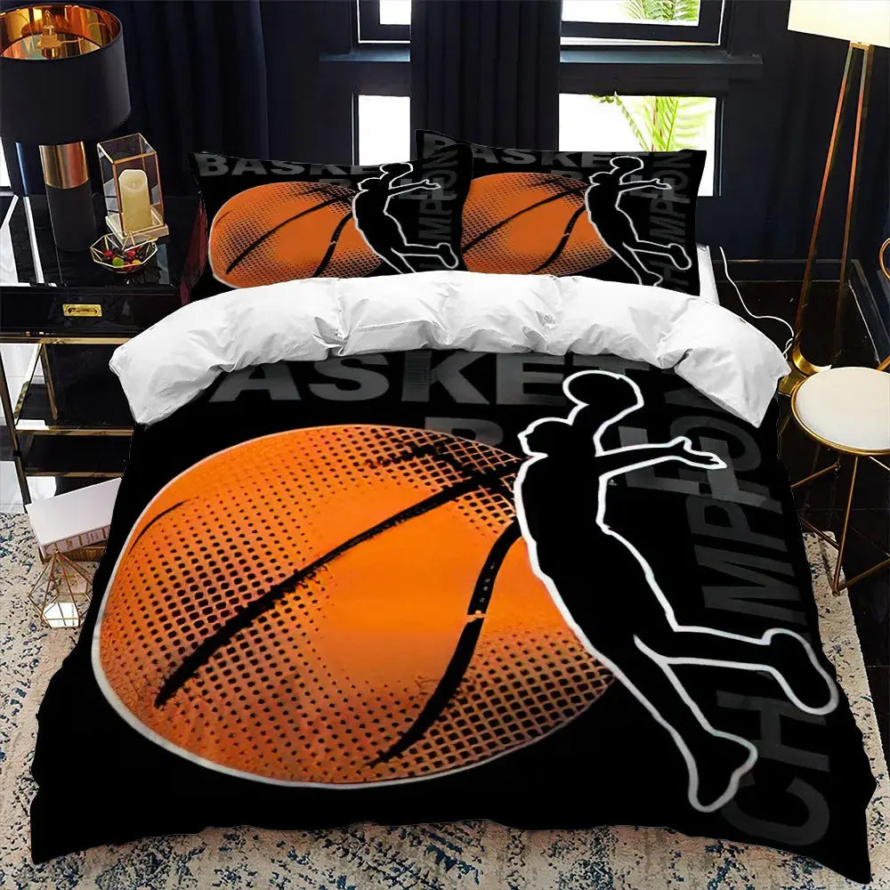 Kids Basketball Duvet Cover Set 3D King Queen Size Cool Sport Theme for Kids Children Teens Ball Gaming Polyester Bedding Set  