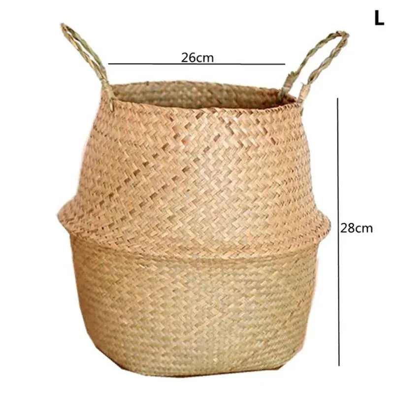 Straw Weaving Flower Plant Pot Basket Grass Planter Basket Indoor Outdoor Flower Pot Cover Plant Containers for Plantable Plants  