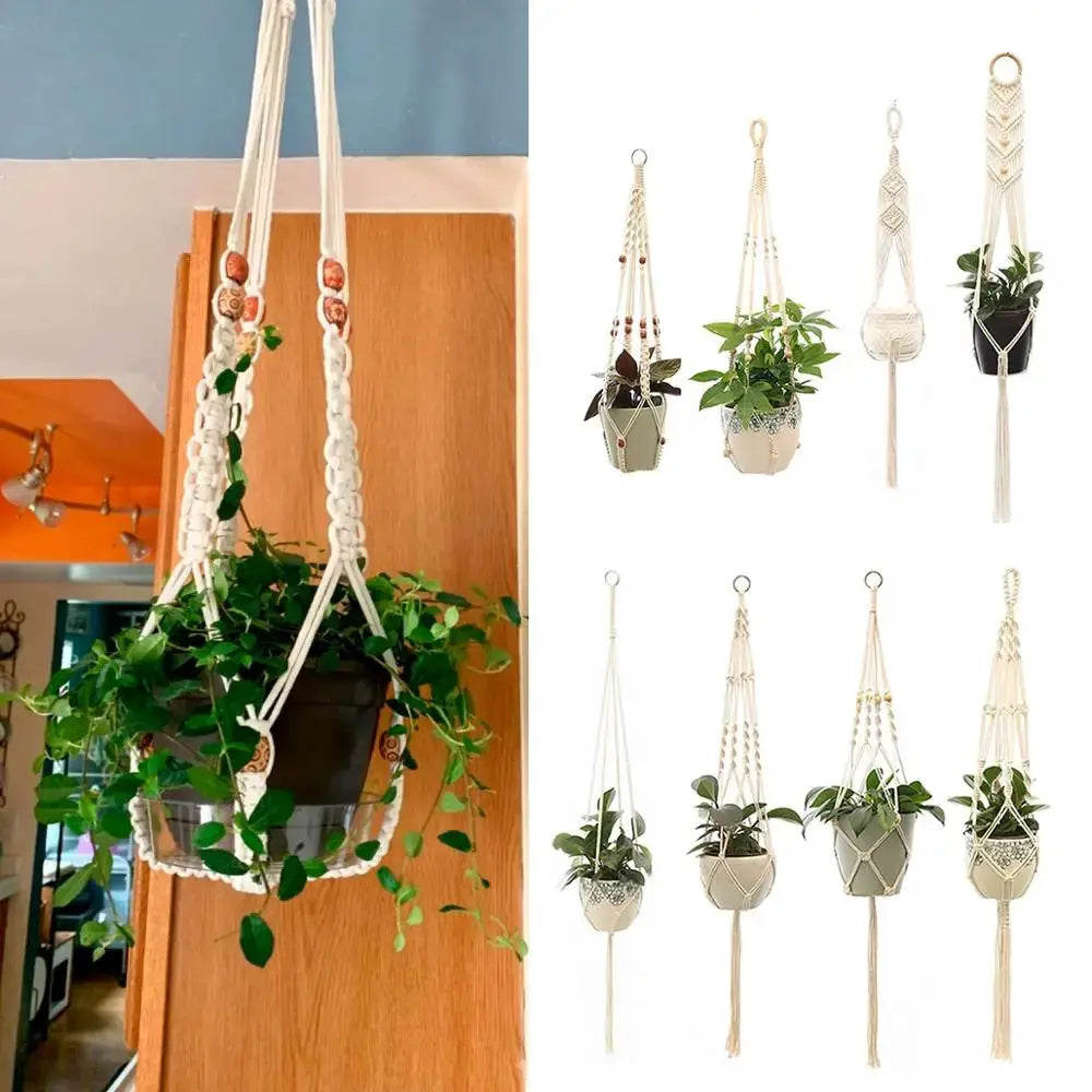 Gardening Macrame Plant shelves Hanging Basket Outdoor Hanger Rope Cotton Linen Flower pot Net  Courtyard Wall Hanging Decor  