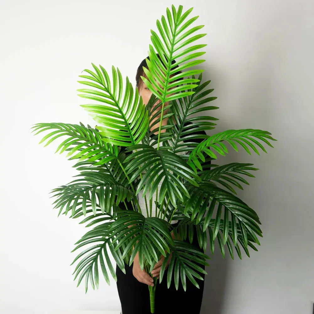 90-180cm Large Fake Palm Tree Artificial Tropical Plants Plastic Monstera Leaves Big OliveTree Foliage for Home Garden Decor  