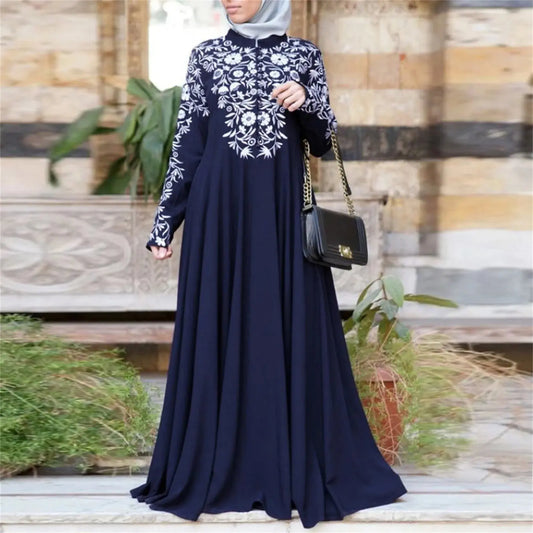 Dubai Abayas Black Elegant Dress Print Flower Islamic Prayer Clothes For Girls Ramadan Robe Long Kimono Fashion Arabic Wear  