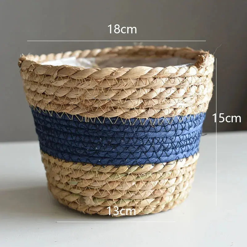 Straw Weaving Flower Plant Pot Basket Grass Planter Basket Indoor Outdoor Flower Pot Cover Plant Containers for Plantable Plants  