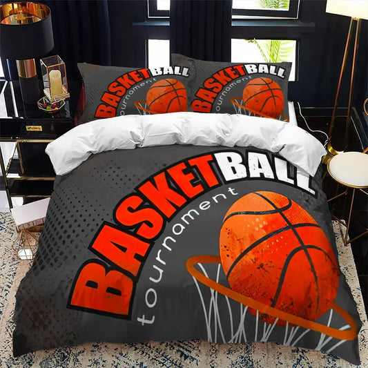Kids Basketball Duvet Cover Set 3D King Queen Size Cool Sport Theme for Kids Children Teens Ball Gaming Polyester Bedding Set  