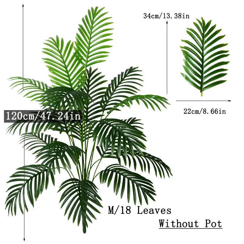 90-180cm Large Fake Palm Tree Artificial Tropical Plants Plastic Monstera Leaves Big OliveTree Foliage for Home Garden Decor  