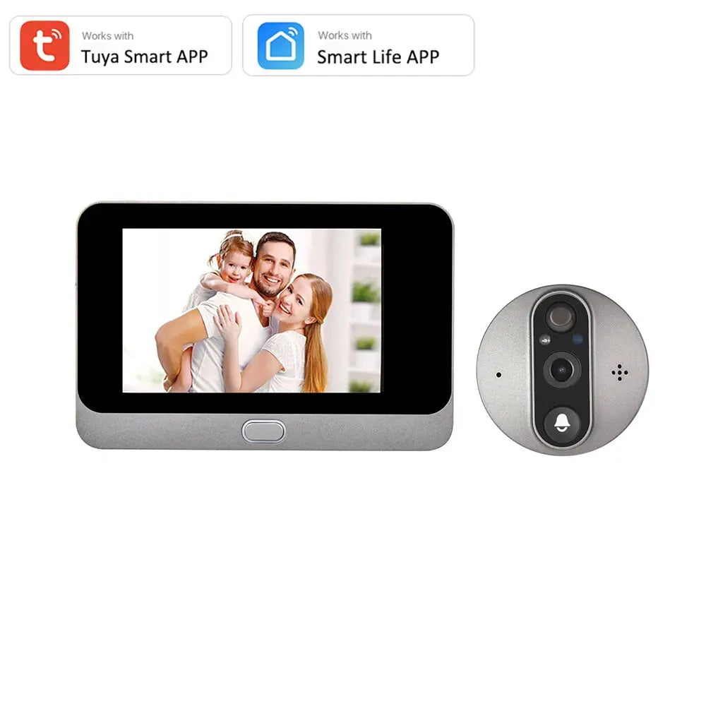 3MP Smart Life Tuya 1080P WiFi Door Bell Eye Peephole Camera 5000mAh Battery PIR Motion Detector IR Alexa Google Digital Viewer - eboygifts