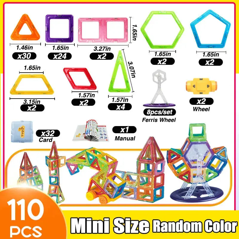 64-184Pcs Kids Magnetic Building Blocks Mini Size Magnet Toys for Boys Construction Set STEM Toy for Children Girls  