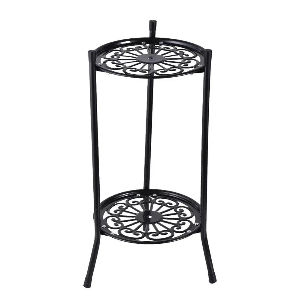 2-Tiered Tall Plant Stand Metal Plant Shelf Supports Rack for Indoor Outdoor Home Decoration Flower Pot Garden Decor  