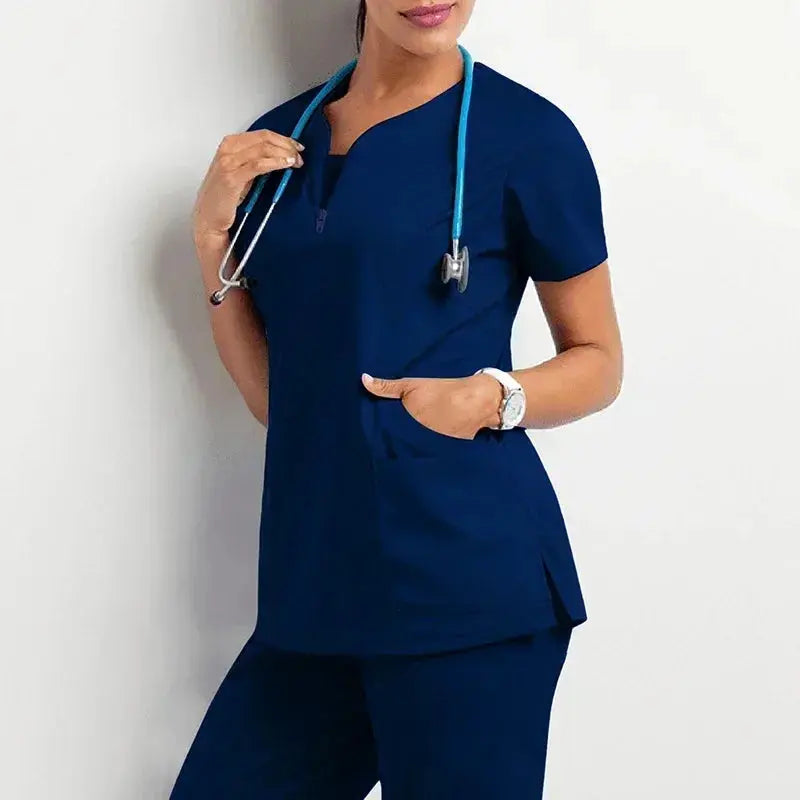 Nurse Women Casual Short Sleeved Apparel Top Pharmacy Working Medical Hospital Doctor Nursing Uniform V-neck Jogger Shop1103457127 Store