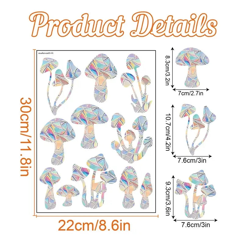 Butterfly Sun Catcher Window Sticker Mushroom Leaf Stained Rainbow Prism Glass Wall Sticker Kids Room Home Decoration Suncatcher - eboygifts