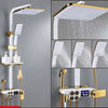 Hot and Cold Digital Shower Set Faucet Bathroom Shower System Black Gold Shower Faucet Square Shower HeadBath Shower System  