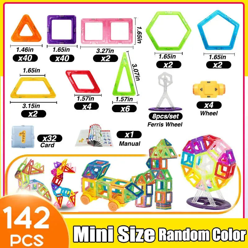 64-184Pcs Kids Magnetic Building Blocks Mini Size Magnet Toys for Boys Construction Set STEM Toy for Children Girls  