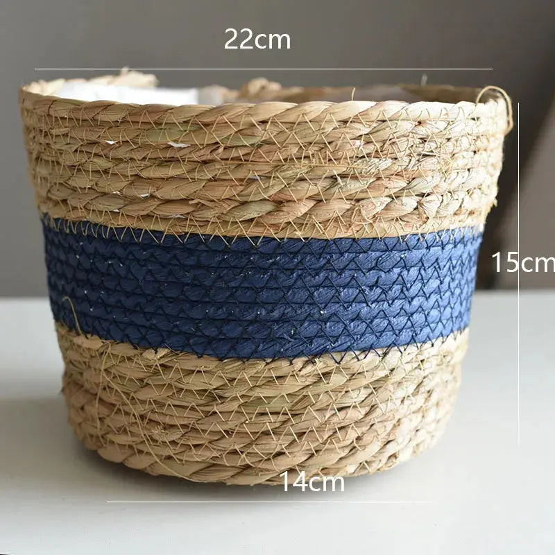 Straw Weaving Flower Plant Pot Basket Grass Planter Basket Indoor Outdoor Flower Pot Cover Plant Containers for Plantable Plants  