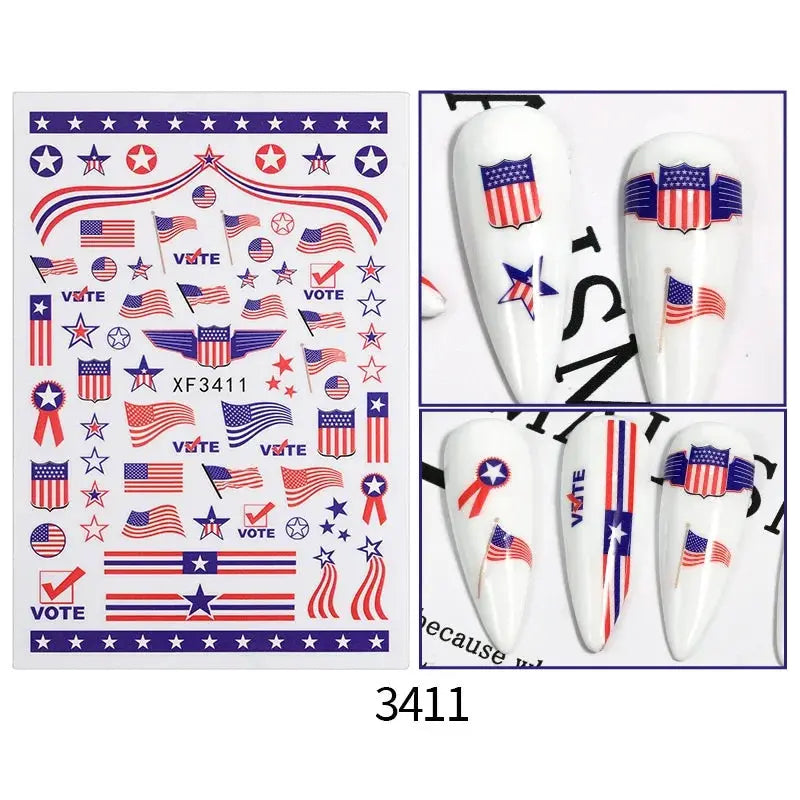 Football Game South America Brazil CHile Peru Argentina Colombia Uruguay Nail Sticker Cheering Design Soccer Fans Nail Flag  