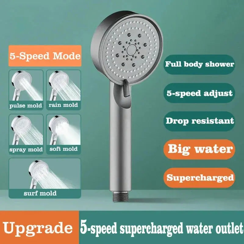 Soothing Cascade: High-Pressure Shower Head - Versatile Modes, Water-Saving Elegance, Complete Bathroom Serenity  