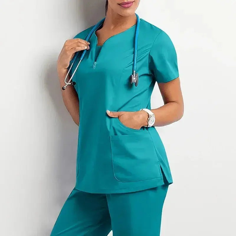 Nurse Women Casual Short Sleeved Apparel Top Pharmacy Working Medical Hospital Doctor Nursing Uniform V-neck Jogger Shop1103457127 Store