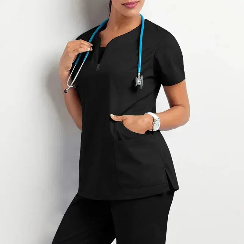 Nurse Women Casual Short Sleeved Apparel Top Pharmacy Working Medical Hospital Doctor Nursing Uniform V-neck Jogger Shop1103457127 Store