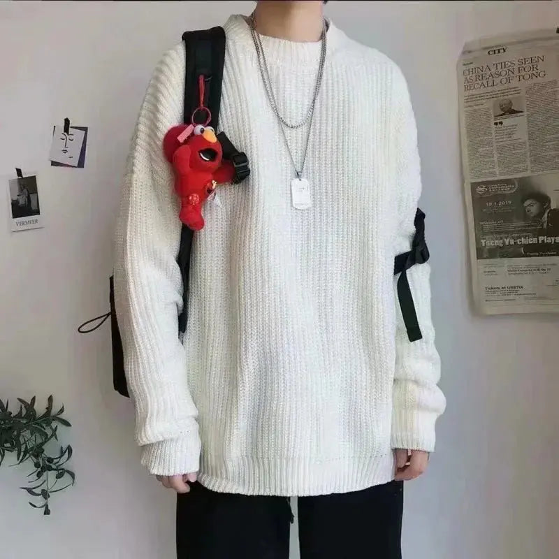 Sweaters MenSolid Color Wool Sweaters Slim Fit Men Street Wear Mens Clothes Knitted Sweater  