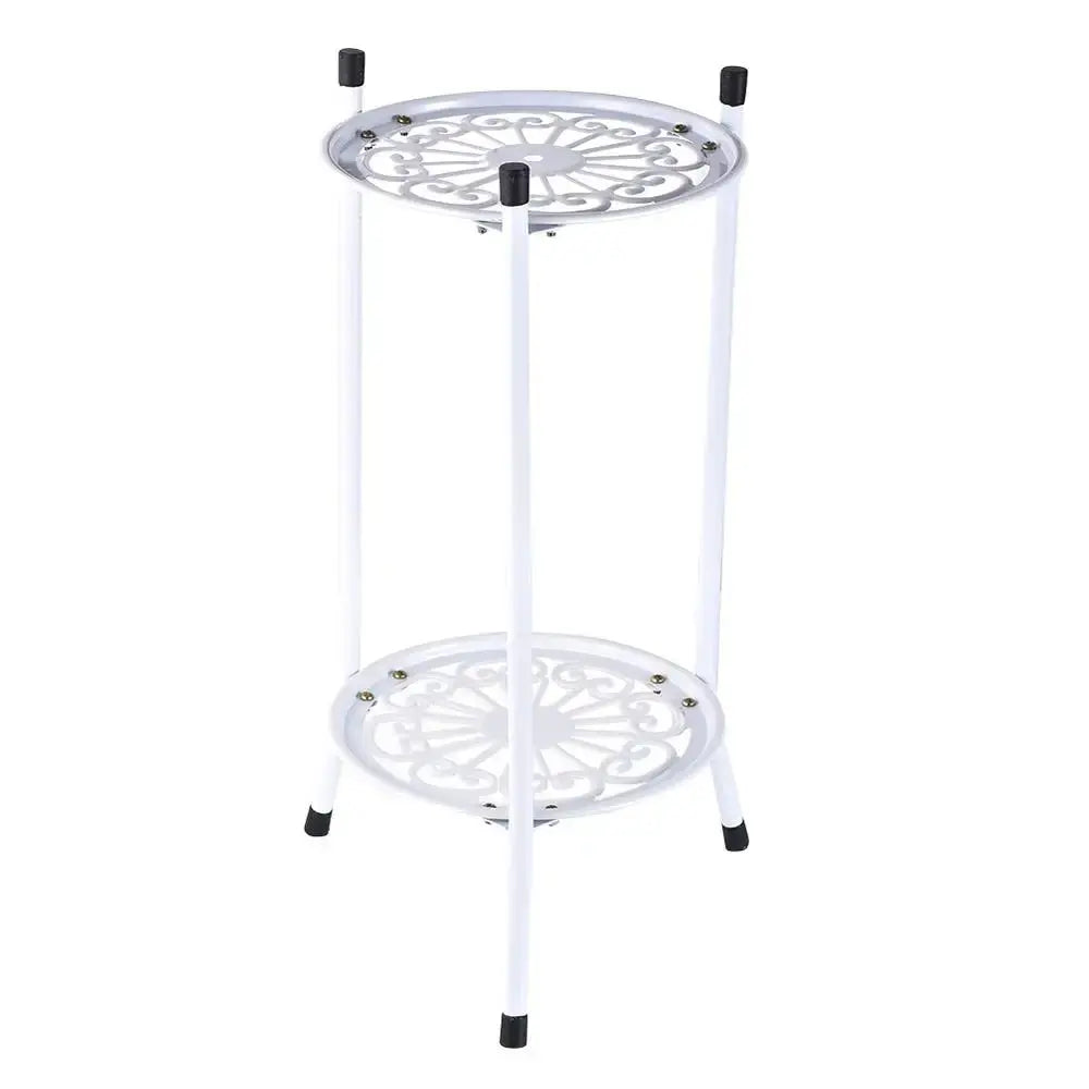 2-Tiered Tall Plant Stand Metal Plant Shelf Supports Rack for Indoor Outdoor Home Decoration Flower Pot Garden Decor  