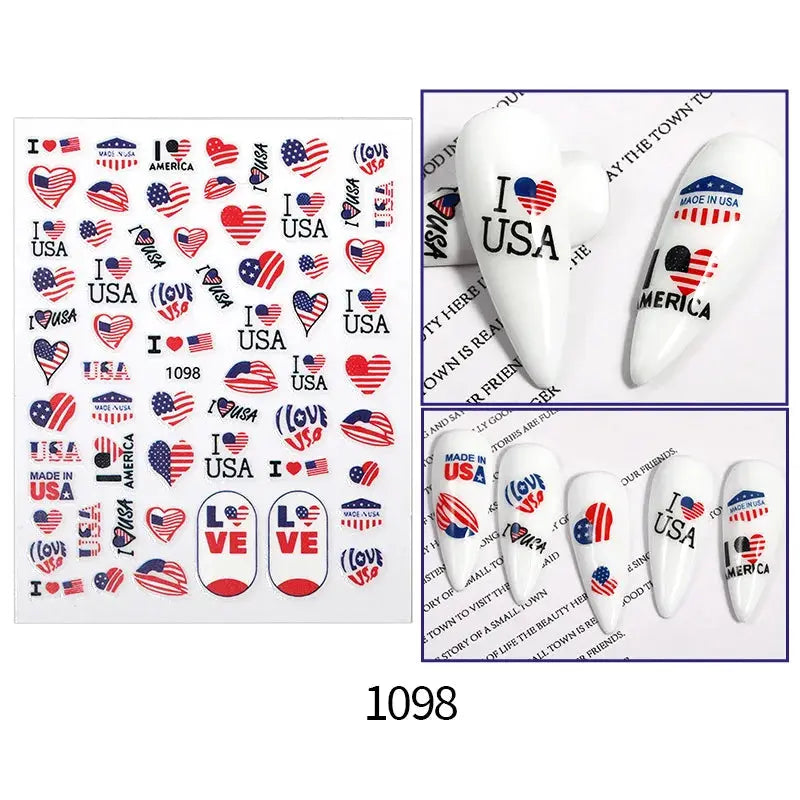 Football Game South America Brazil CHile Peru Argentina Colombia Uruguay Nail Sticker Cheering Design Soccer Fans Nail Flag  