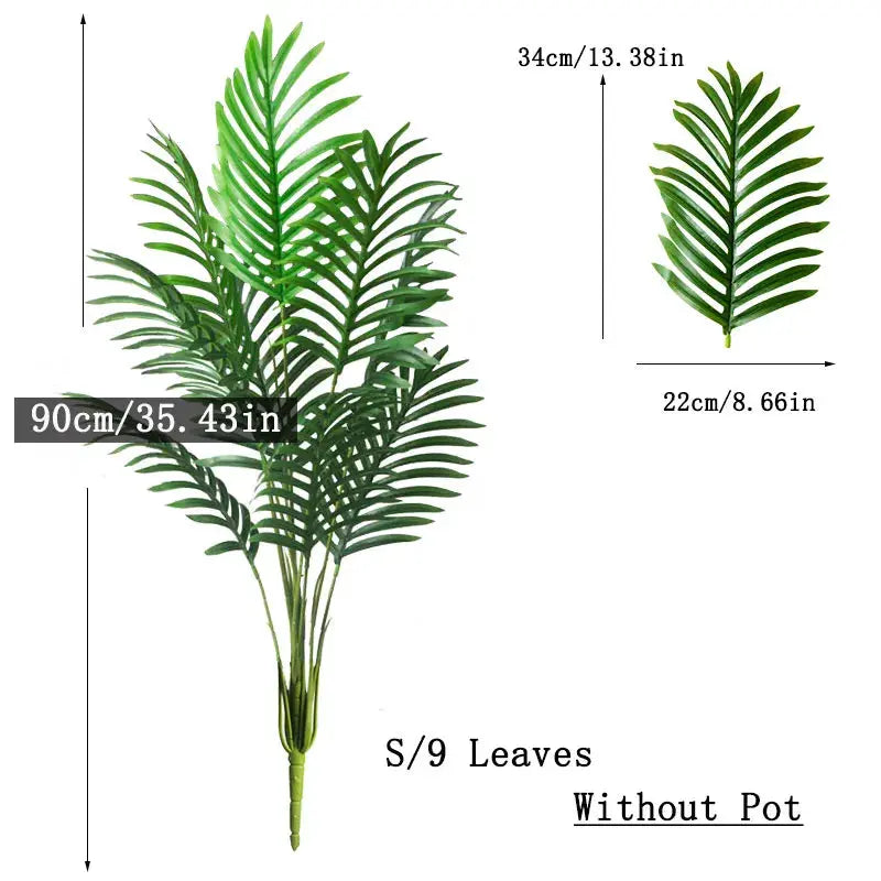 90-180cm Large Fake Palm Tree Artificial Tropical Plants Plastic Monstera Leaves Big OliveTree Foliage for Home Garden Decor  