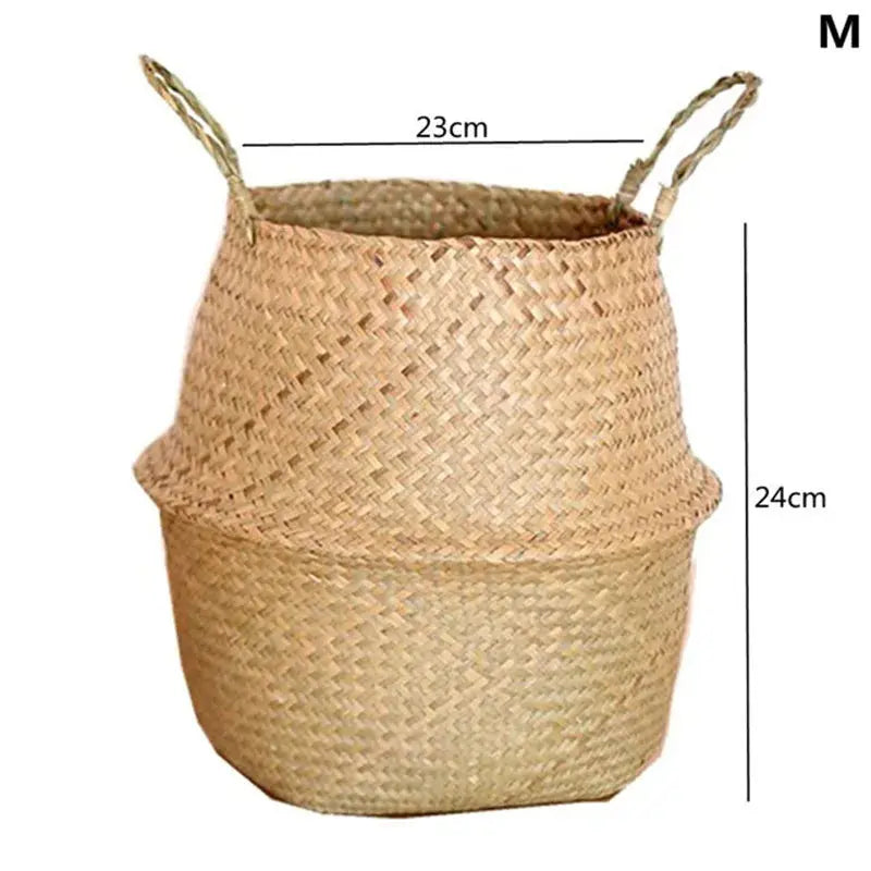 Straw Weaving Flower Plant Pot Basket Grass Planter Basket Indoor Outdoor Flower Pot Cover Plant Containers for Plantable Plants  