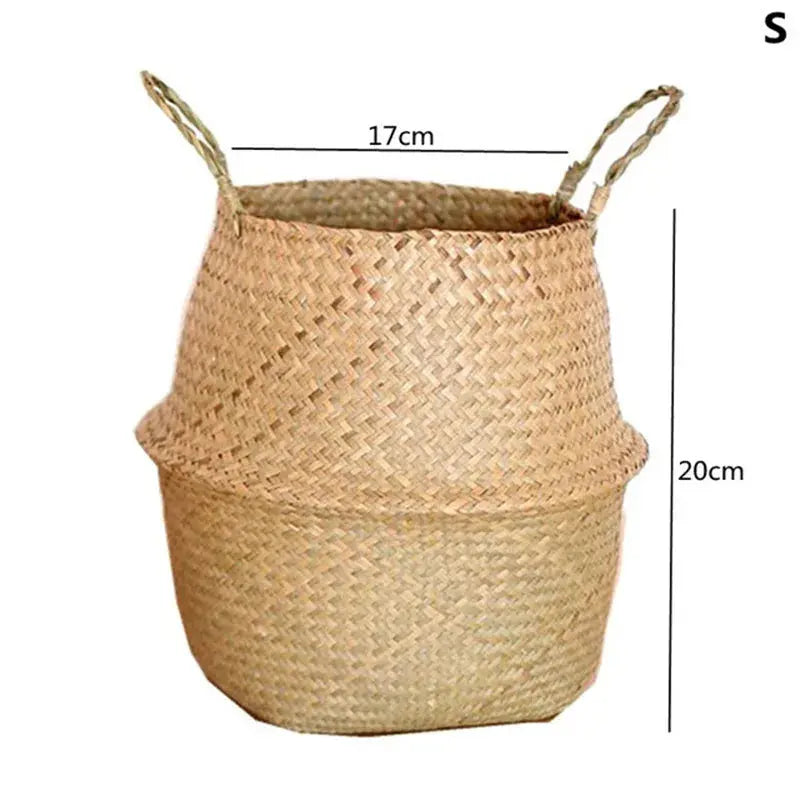 Straw Weaving Flower Plant Pot Basket Grass Planter Basket Indoor Outdoor Flower Pot Cover Plant Containers for Plantable Plants  